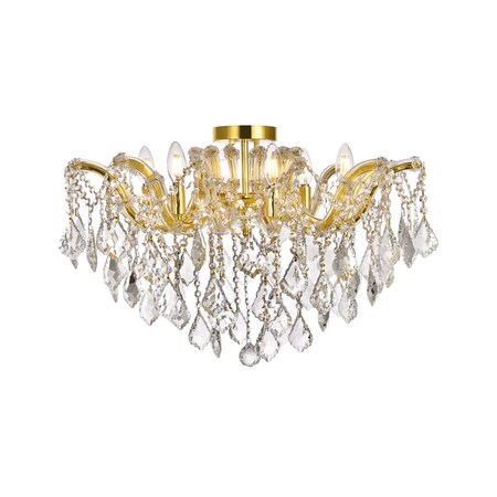 Elegant Lighting Maria Theresa 6 light Gold Flush Mount Clear Royal Cut Crystal 2800F24G/RC